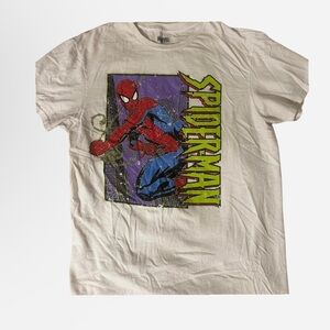 Marvel Spider-Man White Graphic Tee with Red and Blue Print